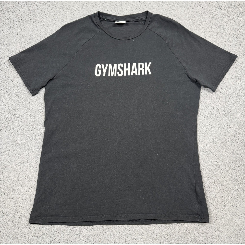 Gymshark Shirt Mens Large Black Short Sleeve Raglan Athletic Gym Workout Top